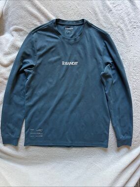 Bandit Cheque Jacquard Long Sleeve in Steel Blue - XS